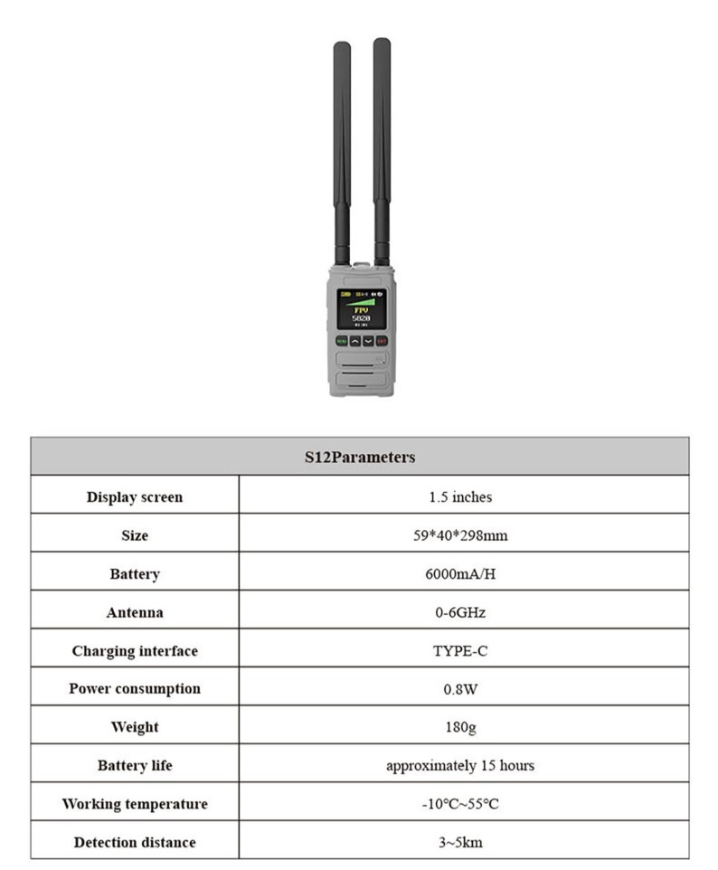 S12 Handheld Drone Detector with Alarm
