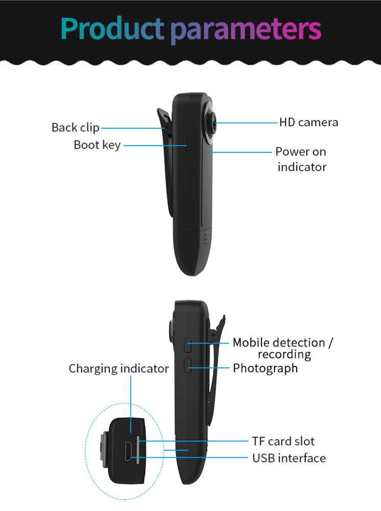 A18 Full HD 1080p Clip Body Camera with Audio