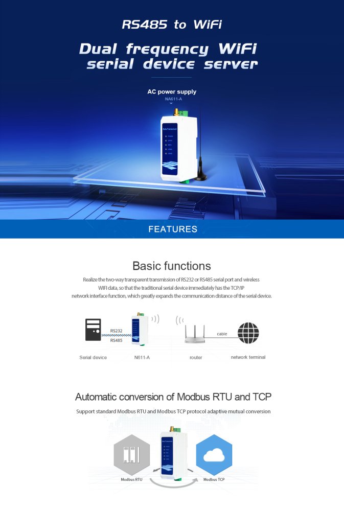 Ebyte NA611 Series – Industrial RS485 to WiFi Serial Server