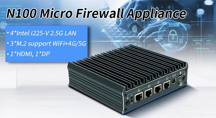 N1241 N100 Průmyslové mini PC, Barebone, Fanless