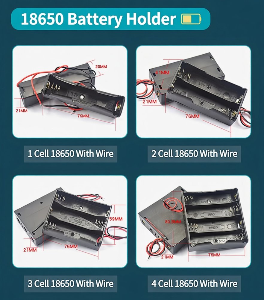 18650 Battery Holder 1/2/3/4 Cells Parallel