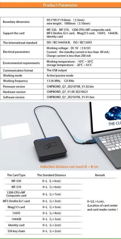 A6 Dual-Frequency RFID Card Reader