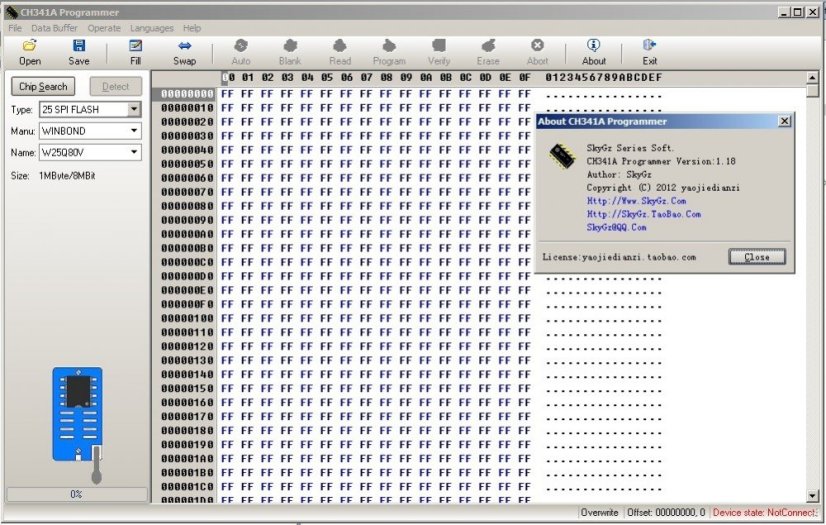 USB programátor EEPROM Flash BIOS s CH341A - 450+ podporovaných obvodů