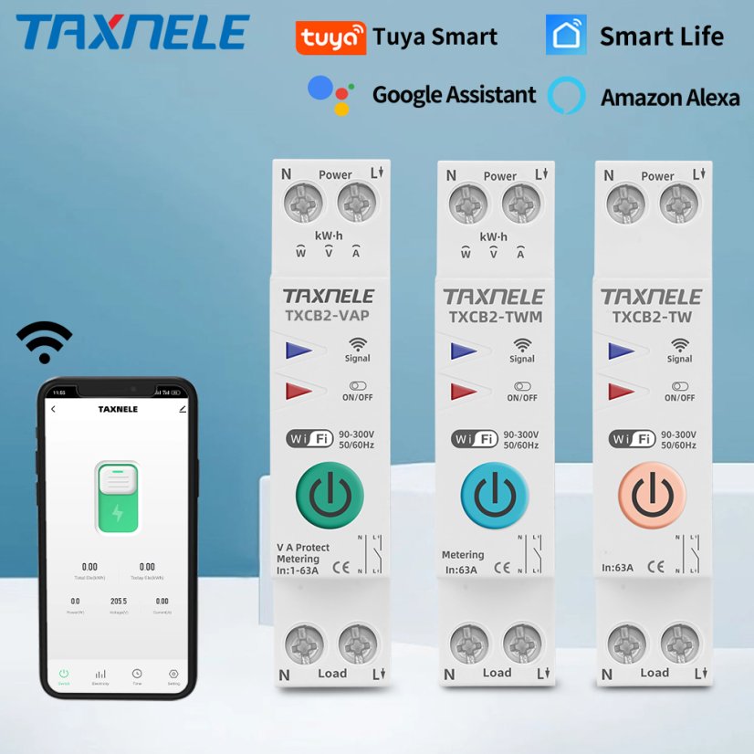 63A 1P+N WIFI Smart Switch a Elektroměr KWh