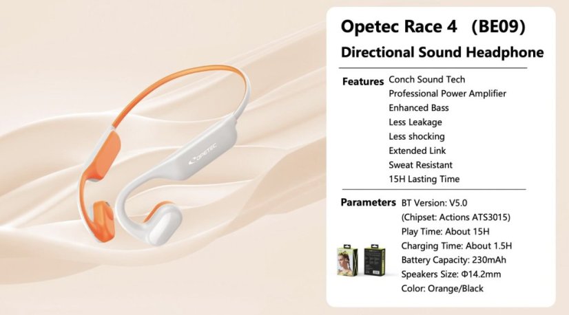 OPENTEC Race 4 open-ear sluchátka – Bezdrátová sportovní sluchátka