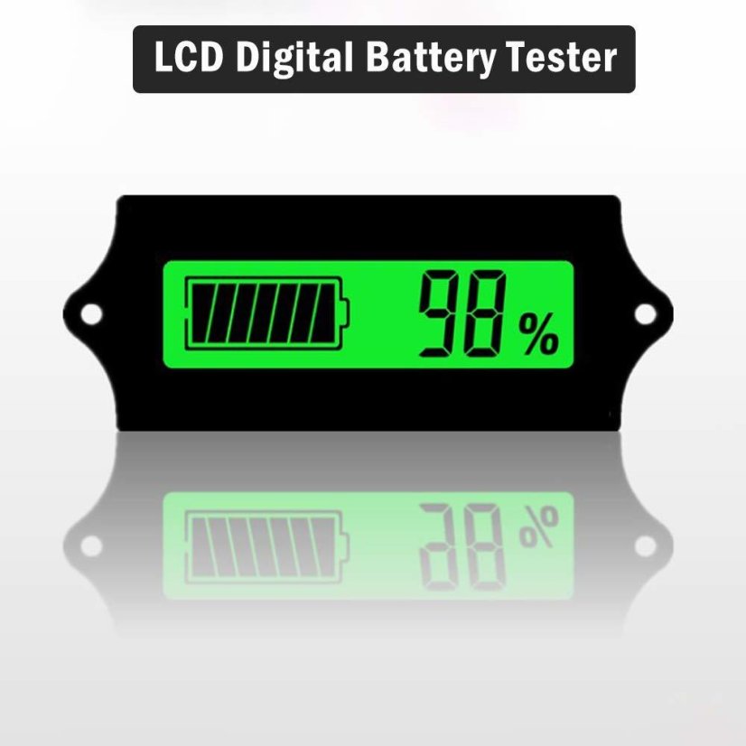 GY-6 LCD indikátor stavu baterie 12V-48V - Barva: Zelená