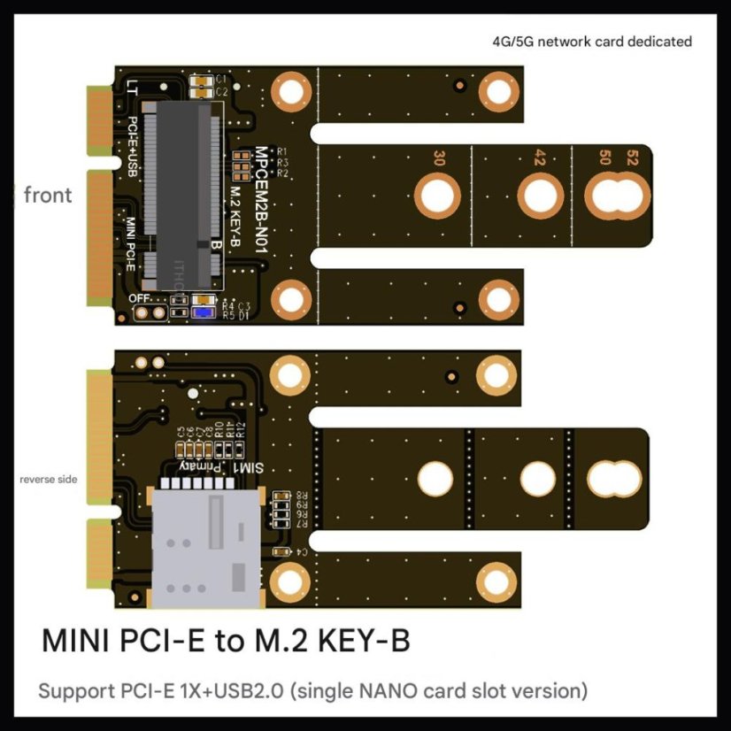 MPCEM2B-N01 mPCI-E to M.2 KEY-B  Adapter