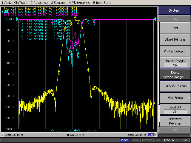 YR-CF-868 868Mhz dutinový filtr
