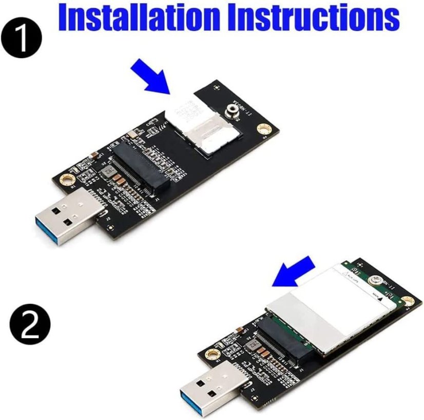 M.2 NGFF Key B to USB 3.0 with 6-pin SIM slot