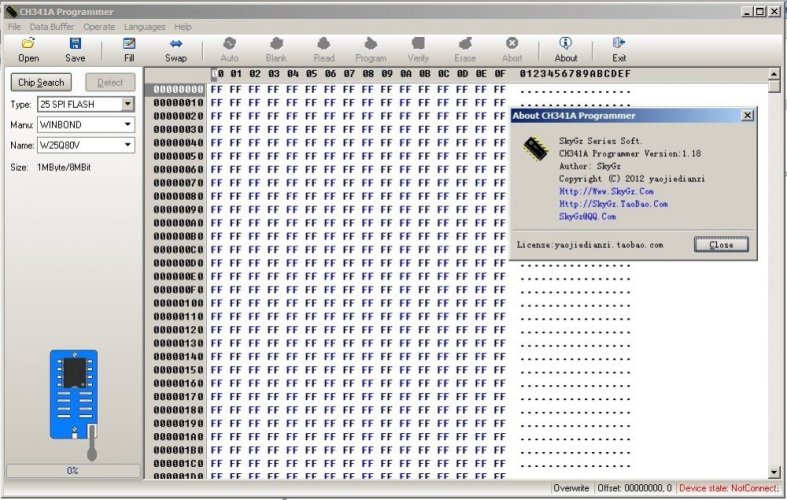 USB programátor EEPROM Flash BIOS s CH341A - 450+ podporovaných obvodů