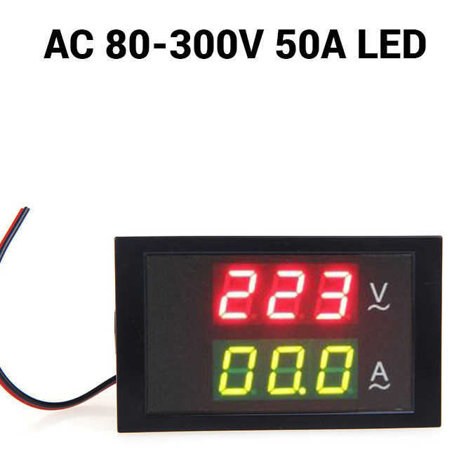 DL85-2041 AC 80-300V 50A 2v1 LED Digitální Ampérmetr a Voltmetr