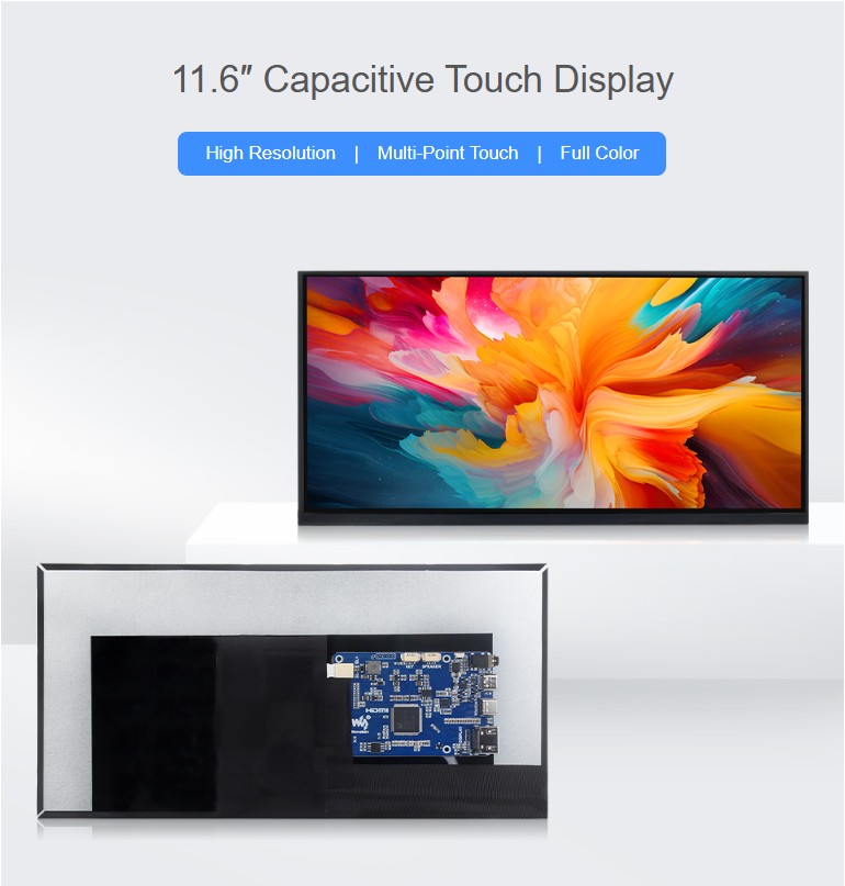 11.6" Capacitive Touch Screen, In-Cell, 1768×828, HDMI/Type-C