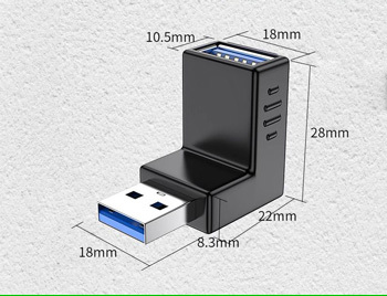 Rohový USB 3.0 adaptér - L tvar, MALE - FEMALE