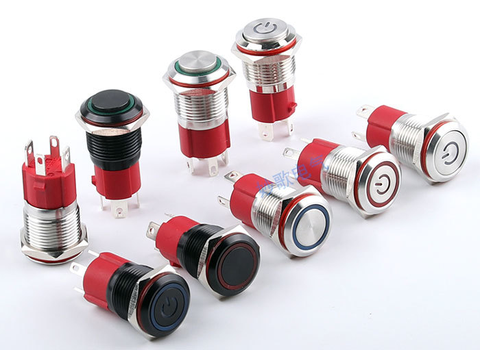 LED tlačítkový spínač 220V, 10A, 19mm - Vodotěsný IP67