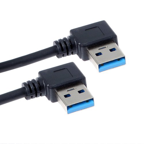 USB 3.0 prodlužovací kabel, zahnutý, samec-samec
