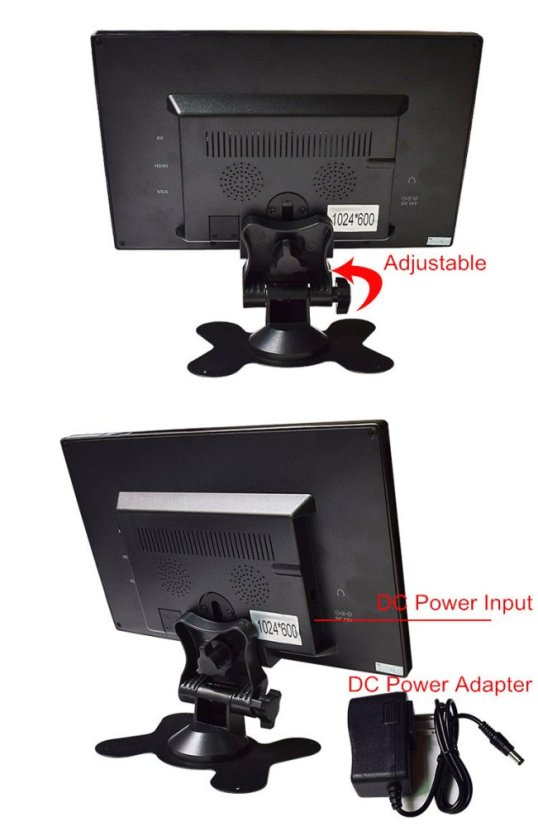 7" Monitor do auta HDMI AV USB – Mini displej - Typ displeje: IPS 1024x600