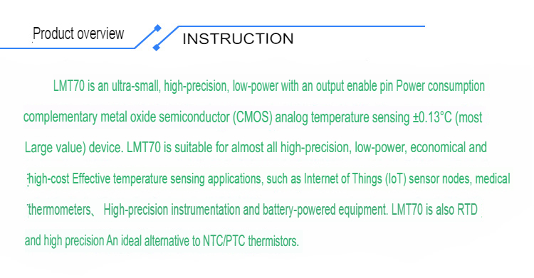TI-LMT70 Precision Analog Temperature Sensor ±0.1°C - High Precision and Low Power Consumption