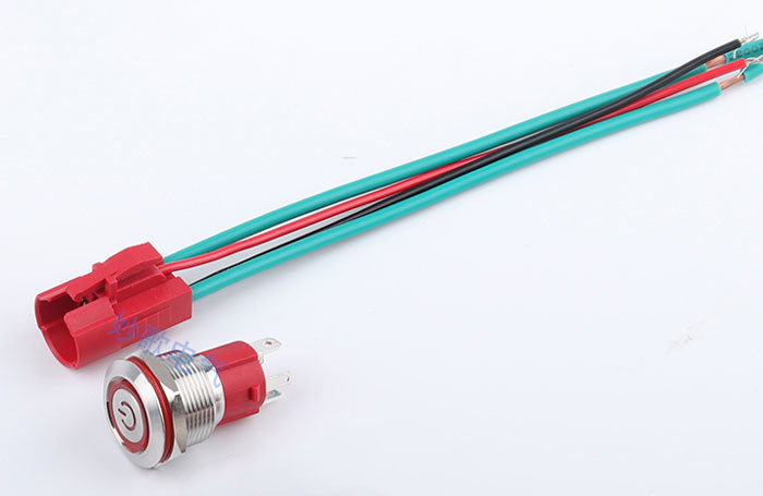 LED tlačítkový spínač 220V, 10A, 19mm - Vodotěsný IP67