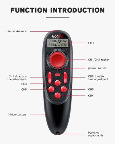 HotRC DS-600 6kanálový vysílač 2,4GHz FHSS