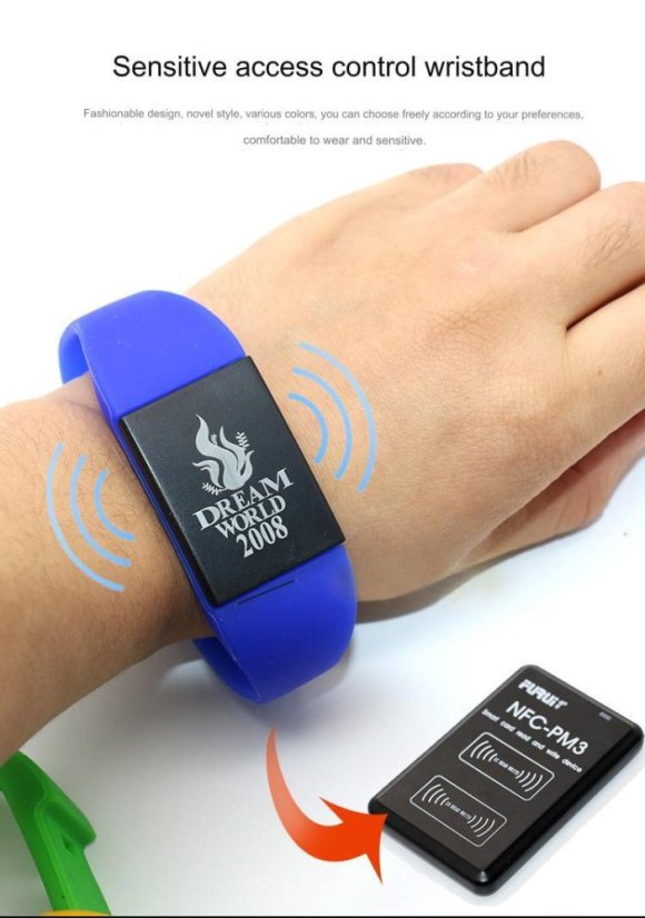 CX02155 T5577 125kHz RFID Silikonový Náramek s Přepisovatelným ID - Barva: Modrá