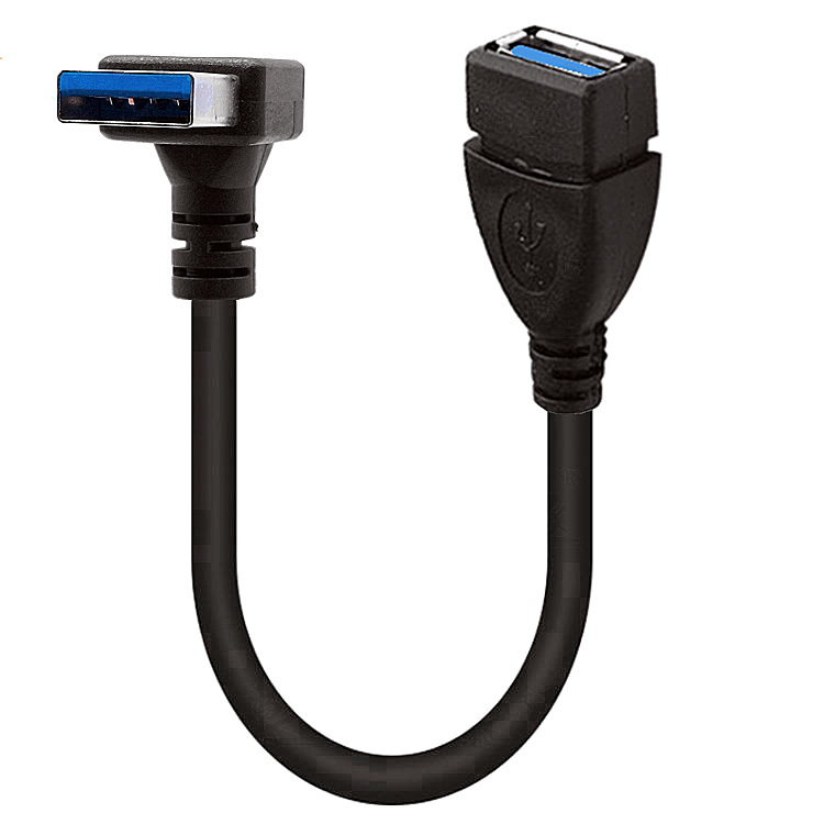 USB 3.0 prodlužovací kabel, samec-samice, zahnutý