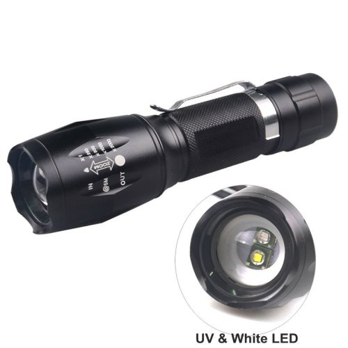 E17B 3W UV LED a 3W Bílá LED Duální Zoomovatelná Svítilna