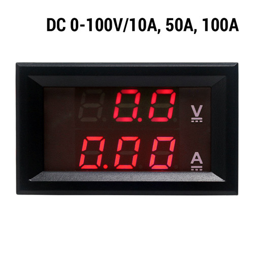 Digitální ampérmetr/voltmetr YB27VA 0-100V DC - Jmenovitý proud zátěže: 50A
