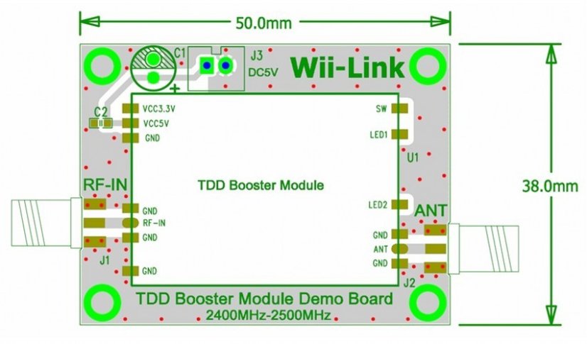 Wii-link WiFi zesilovač signálu 2400MHz-2500MHz TDD Booster s modulem XQ-02A