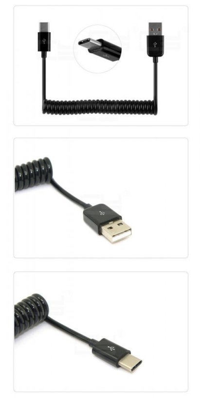 UC-318-BK USB 3.1 C/M - USB 2.0 A/M, Black, 3m, Spring Cable
