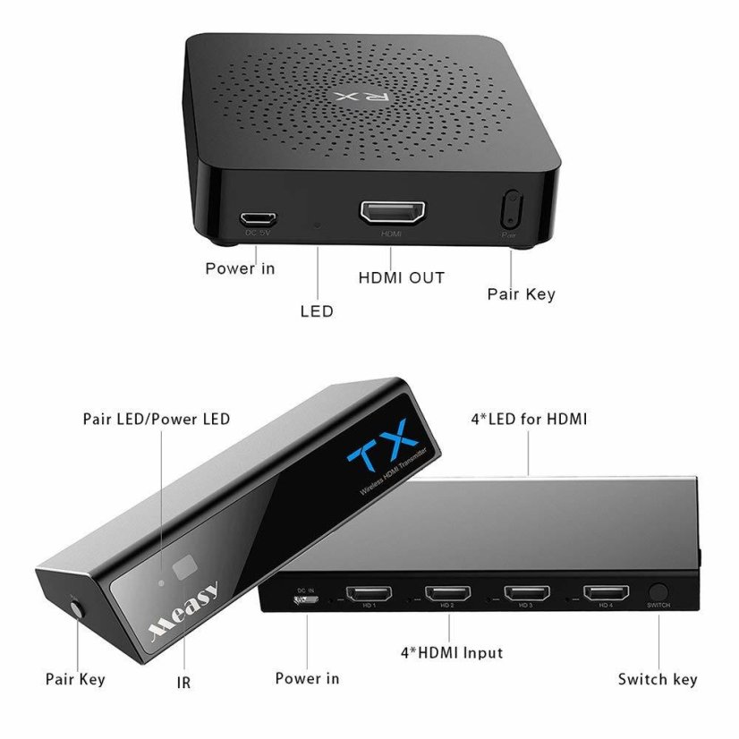 MEASY W2H MAX 30m - Bezdrátový HDMI extender s 4 vstupy