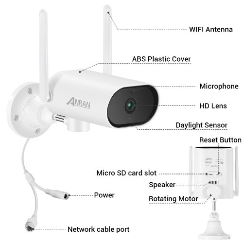 T01-H20W otočná 3MP HD WiFi IP P2P bullet kamera pro venkovní použití
