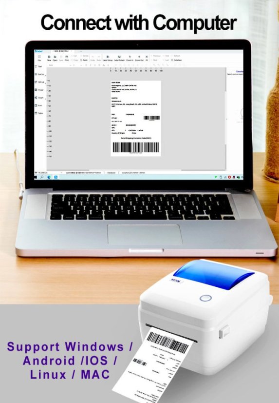 Compact USB+BT Label Printer HQ480B 110mm