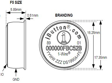 Originální DS1996L-F5 iButton čip