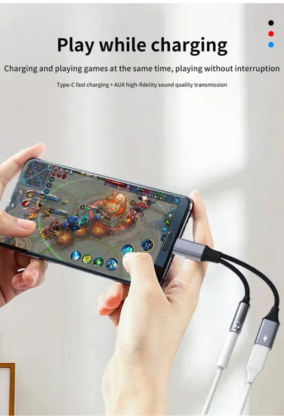 USB-C to 3.5mm Audio & Charging Cable 2-in-1
