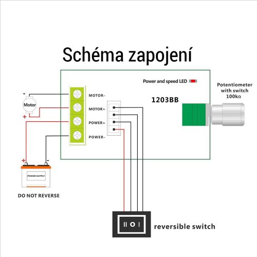 Obousměrný regulátor otáček PWM pro DC motory 6V-28V 3A