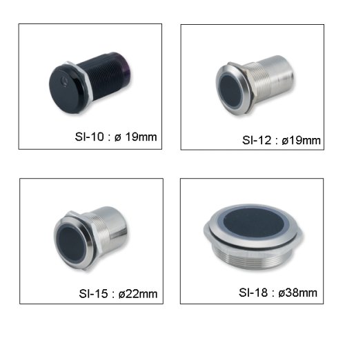 Bezdotykový spínač s IR senzorem, 12-24V – SI-12 - Spínač s IR - Průměr závitu: 19mm, Spínač s IR - Model: SI-12, Spínač s IR - Kryt: bez krytu
