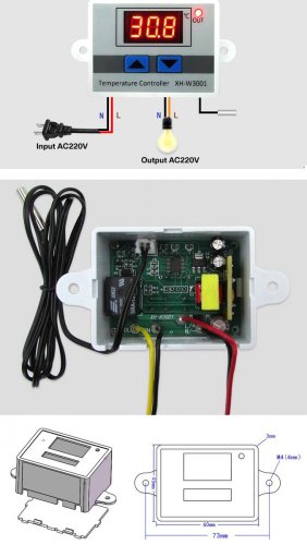 Elektronický termostat XH-W3001 -50 až 110°C pro topení a chlazení - Napětí: 220V