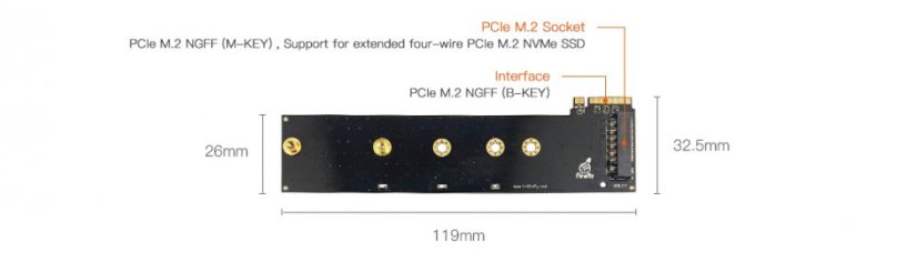 Adaptér PCIe M.2 na SSD