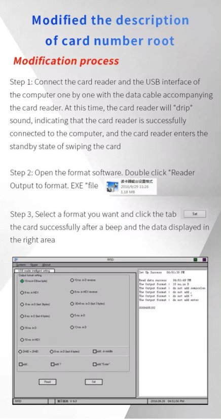 Dvoufrevenční RFID čtečka karet ZY-T304