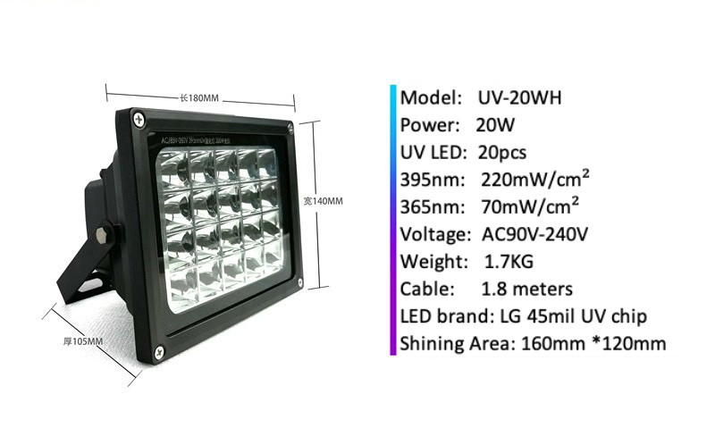 365nm UV LED Lampa na Vytvrzování