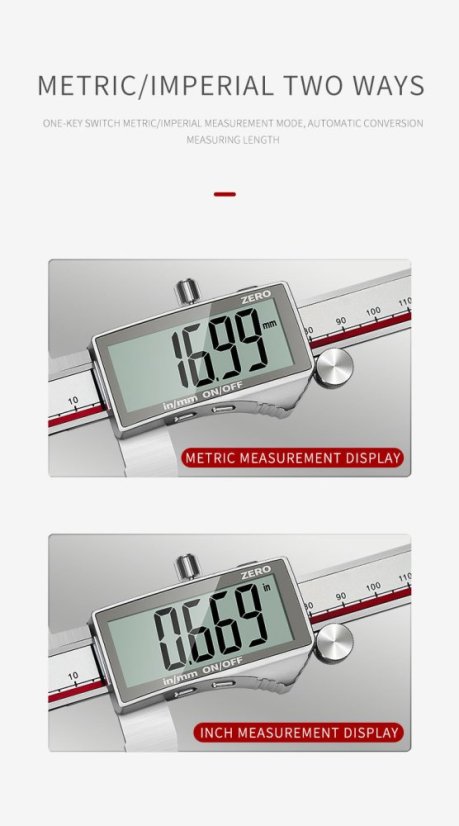 Digitální posuvné měřítko DWKC - přesný měřicí nástroj - Přesný měřicí nástroj - Model: DWKC-2016 velký LCD