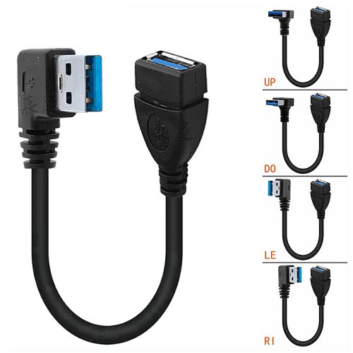 USB 3.0 prodlužovací kabel, samec-samice, zahnutý