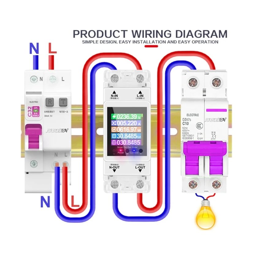AT2P Tuya WIFI Chytrý Vypínač a Měřič Energie AC 220V 100A