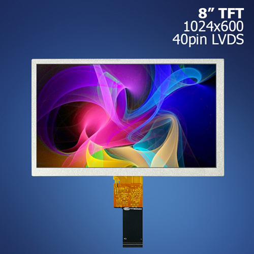 8" TFT displej, 1024x600, LVDS, 40pin