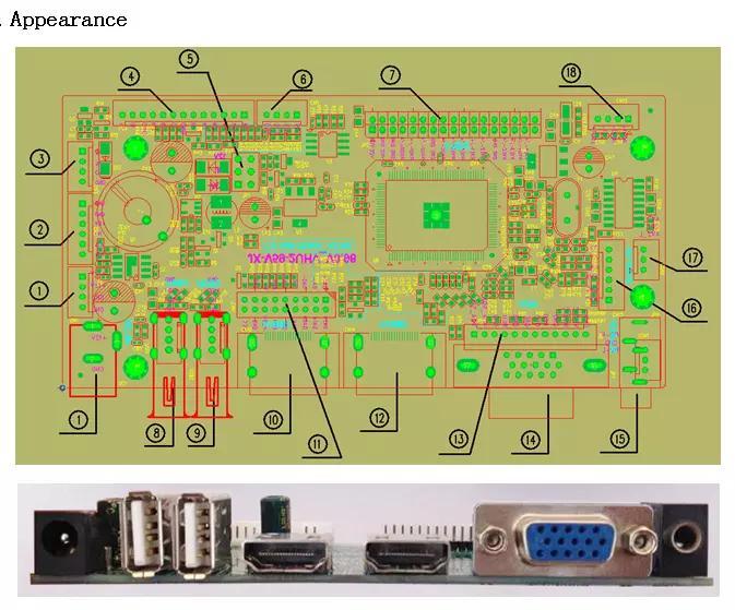 JX-V59-2UHV V95 Řídící Deska pro TFT LCD Displeje