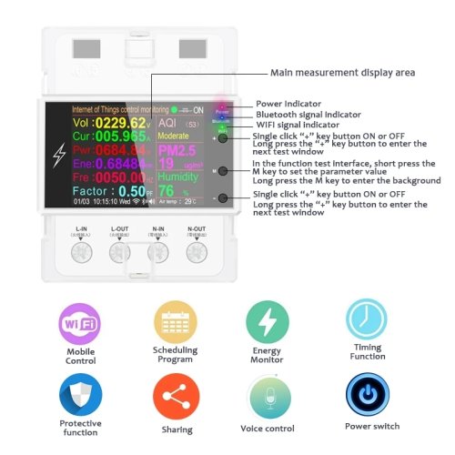Chytrý WiFi elektroměr AC 220V 100A AT4P