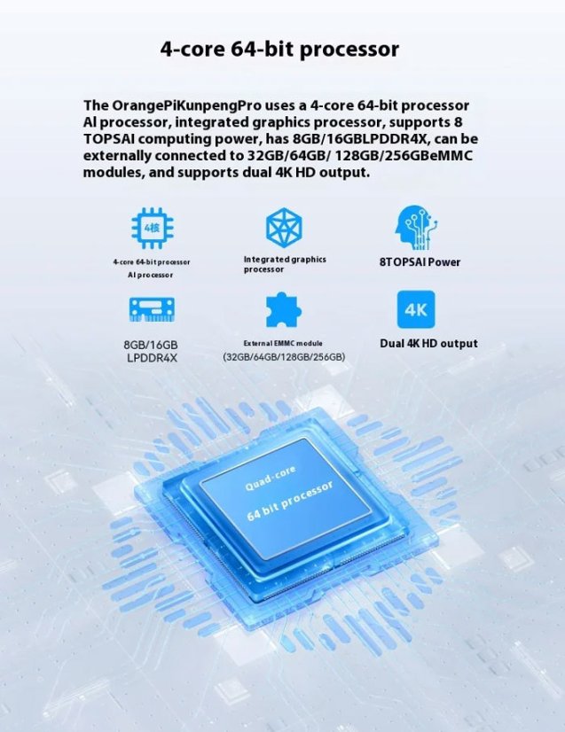 Orange Pi Kunpeng Pro s Krytem - Vývojová Deska s AI