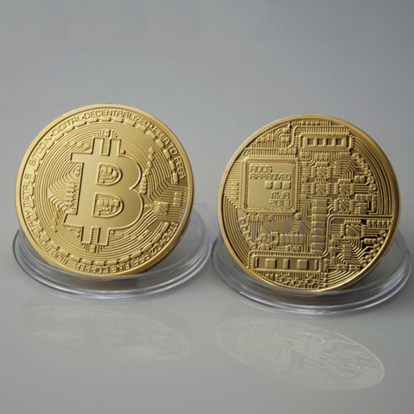 Jedna zlatá mince bitcoinu 40mm