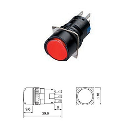 Tlačítkový spínač LA38-11D/10C, 220V