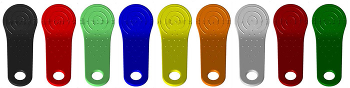 DS1990A-F5 Kompatibilní Odolný Datový Nositel s Kovovým Kroužkem - Barva: Žlutá